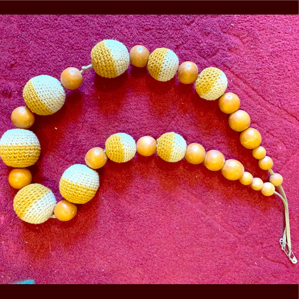 Beautiful Necklace made of wood and textile